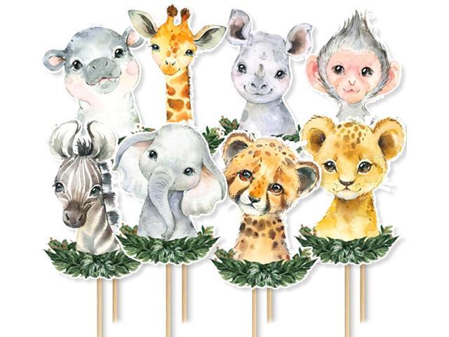 24Pcs Safari Centerpiece Sticks, Jungle Animals Baby Shower Party Decorations Table Toppers for Boys Kids, Safari Themed Party Supplies, Wild One...