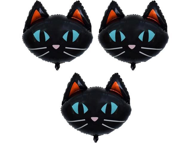 25.6' Black Cat Balloons - Cat Head Foil Balloon Decoration for Halloween Birthday Baby Shower Animal Party Day of Death Decor Supplier 3PCS