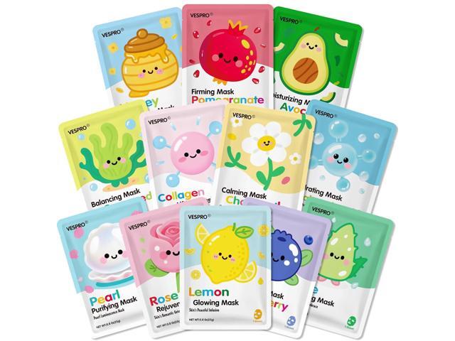 12 Pack Face Masks for Women, Hydrating & Moisturizing Facial Mask for Skincare, Bulk Sheet Mask Spa Party Supplies for Teen Girls, Birthday Gifts...