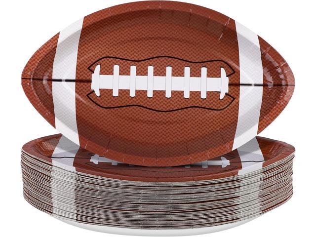 ADXCO 50-Piece Football Shaped Paper Plates - Football Party Supplies for Sports Game Birthday Decoration, 9.4 x 5.9 Inch