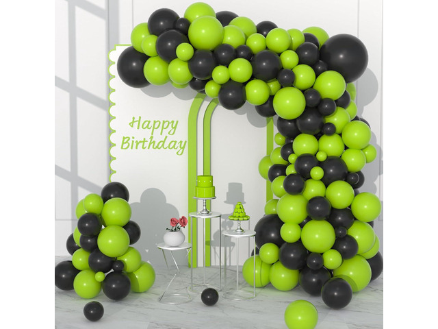 Lime Green and Black Balloon Garland Arch Kit, 122pcs Black and Lime Green Balloons for Boys Girls Kids Level Favor Game Video Game Graduation...