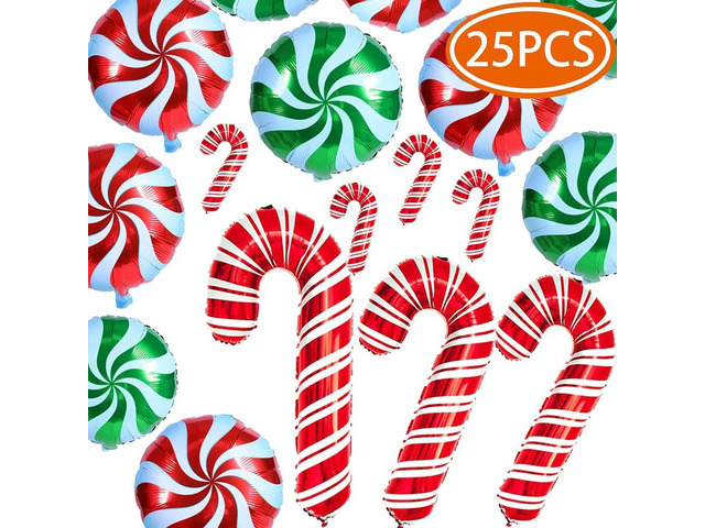Christmas Candy Cane Balloons Party Decorations, Winter Holiday/Xmas/New Year/Candy Party Decorations Supplies(25PCS)