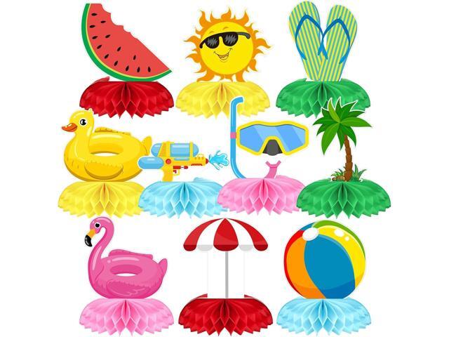 10 Pcs Beach Party Decorations Kit Summer Pool Honeycomb Table Centerpieces Decorations Beach Hawaii Theme Birthday Party Table Topper Photo Props...