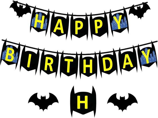 Bat Birthday Superhero Large 6' Happy Birthday Bat Banner Sign Unique Bat Design City Background For Kids Bat Birthday Theme Party Supplies by...