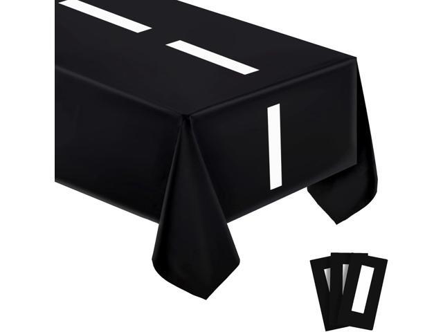 3 Packs - Disposable Racetrack Tablecloth, Plastic Car Theme Party Supplies, 54 x 108 Inches Racing Road Table Cover for Party Decorations