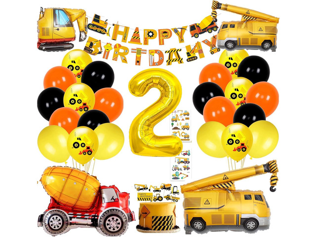 Construction Birthday Party Supplies,Party Decorations Kits Construction Birthday Party Supplies Foil Balloons for Construction Theme Party