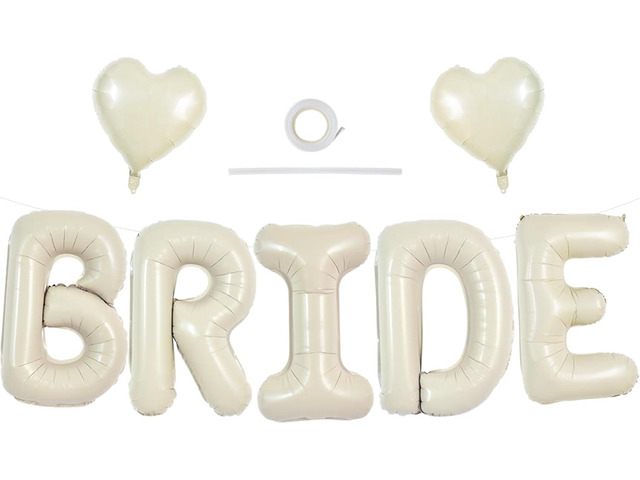 TONIFUL 40 Inch Large Cream White Bride Balloons, Giant Ivory Alphabet Big Balloons Banner for Wedding Marriage Bachelorette Bridal Shower...