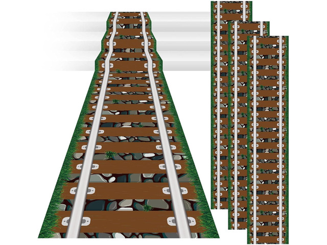 3 Pack 24 Inch x 10 ft Western Plastic Railroad Track Aisle Runner Party Decorations Cowboy Floor Carpet Runner Wild West Party Supplies Train...