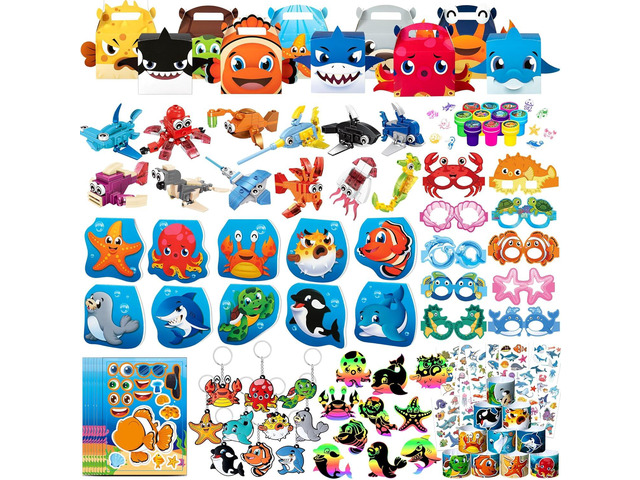 DMIGHT Under the Sea Party Favors Ocean Animals Party Stickers School Sea Shark Mermaid Party Goodie Bag Stuffer Classroom Gifts Rewards Supplies