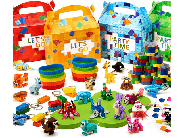 84 Pcs Building Blocks Party Favors with Animal Building Blocks for Kids Birthday Party Supplies