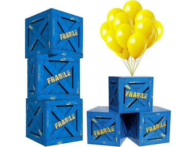 Qilery 16 Pcs Balloon Box Party Military Supply Fragile Loot Drop Box Party Favors with Yellow Balloons Entertainment Theme Birthday Activities Box...