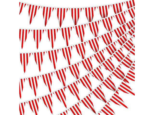 328ft 200 Pcs Carnival Circus Party Decorations Supplies, Red and White Striped Pennant Banner Flags String Triangle Circus Carnival Bunting Banner...