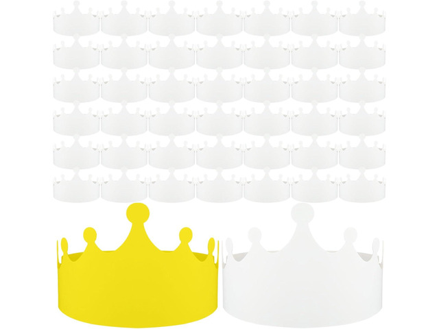 Jetec 100 Pcs White Paper Crowns Kids DIY Birthday Crowns for Classroom Birthday Party Hats Decorations Baby Shower Supplies (Stylish)
