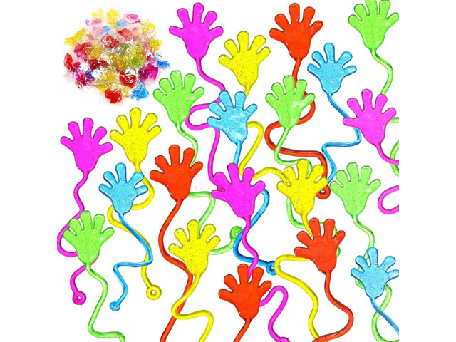 Leyndo 200 Pcs Glitter Sticky Hands Bulk Party Favors Sticky Hand for Kids Goodie Bag Stuffer Mini Stretchy Toys Kids Birthday Supplies Classroom...