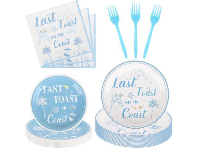 200PCS Last Toast on the Coast Party Supplies Serve 50,Coastal Bachelorette Party Paper Plates,Napkins,And Forks Kit for Birthday,Summer,.