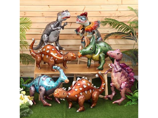 Vinsot 8 Pack 39 Giant Inflatable Dinosaur Toy for Birthday Party Decorations 3D Dinosaur Balloons Self Standing Dino Aluminum Foil Balloons for.