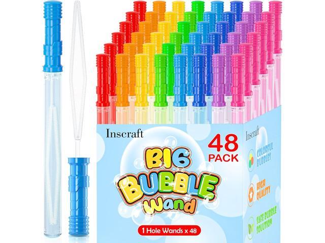 Inscraft 48 Pack 14 Big Bubble Wands, 8 Colors Bulk for Summer Toy, Outdoor/Indoor Activity Use, Easter, Birthday, Graduation, Shower, Bubbles...