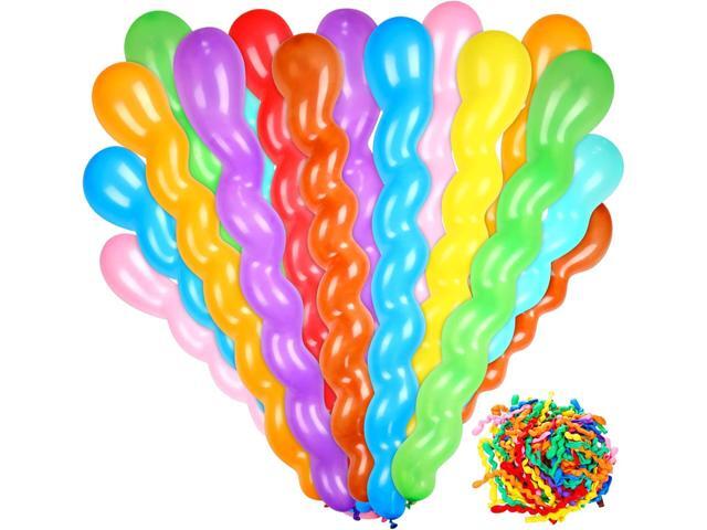 500 Pcs 40 Inches Latex Spiral Balloons - 9 Assorted Colors for Party Decorations, Birthday Festival Supplies - Twisted Long Colorful Silly Playing.