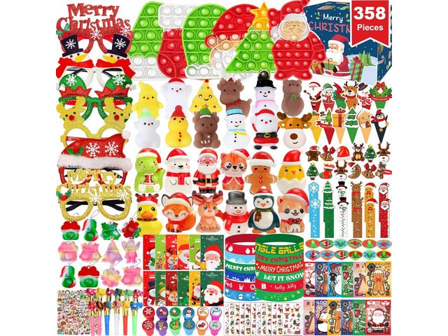 358PCS Christmas Party Favors Supplies Decoration, Goodie Bag Pinata Stocking Stuffers Bulk, Treasure Box Toy for Classroom Rewards, Advent...