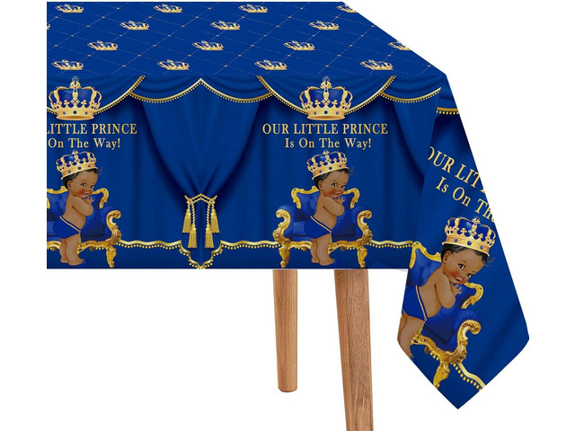 Buerhanerry 6 Pack Royal Prince Tablecloths Baby Shower Table Cover, Little Prince Baby Shower Decorations, 108' x 54' Royal Blue Prince Birthday...