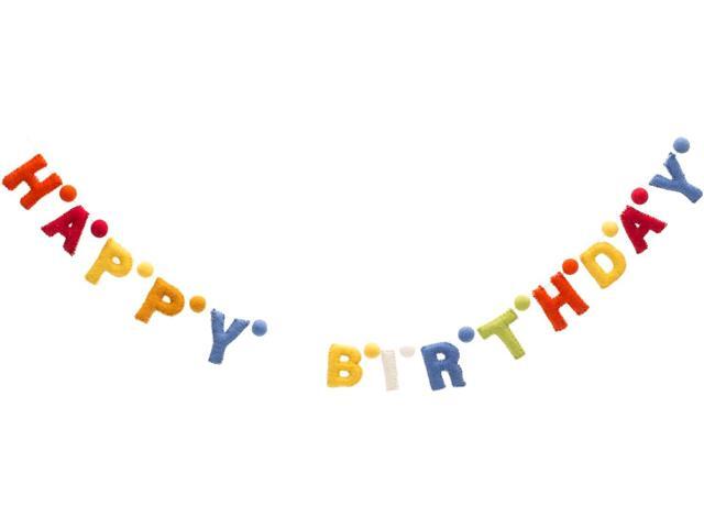 Glaciart One Happy Birthday Garland - Natural Handmade Wool Letters & Balls - Birthday Party Decorations & Party Supplies - Ready-to-Hang Art -.