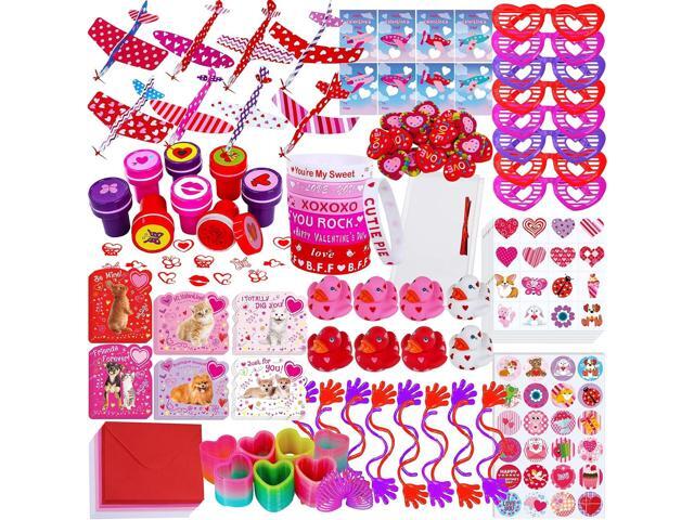 Winlyn 152 Pcs Valentine's Day Stationery Toy Assortment Set for Kids Students Party Favors Treats School Classroom Gift Exchange Goodie Bag...