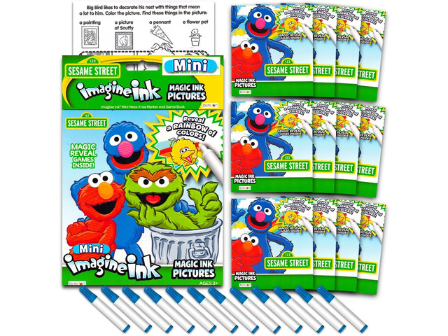 Sesame Street Imagine Ink Coloring Book Set for Girls Boys - 12 Pack No Mess Coloring Books Elmo Sesame Street Party Supplies