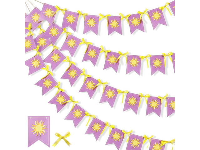 TaoBary Purple Sun Flag Banner Purple Sun Hanging Bunting Banner Flag String Bunting Garland for Wedding Lavender Photo Props Birthday Party...