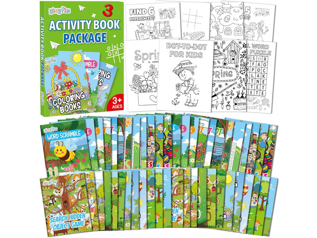 96 PCS Summer Mini Activity Books Kids Coloring Books Party Favors Bulk Challenging Game Include Maze Dot to Dot Word Search Word Scramble for Age...