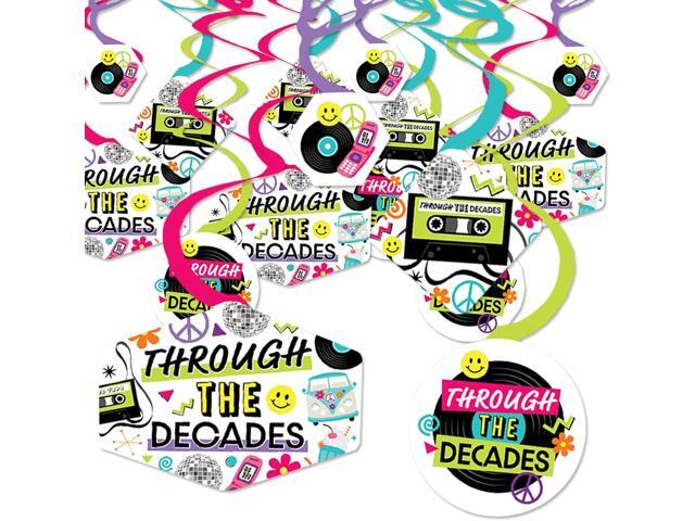 Big Dot of Happiness Through the Decades - 50s, 60s, 70s, 80s, and 90s Party Hanging Decor - Party Decoration Swirls - Set of 40