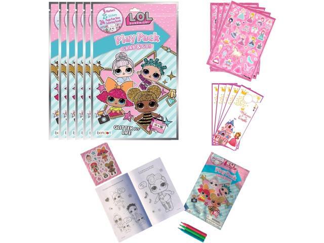 Set of 8 LOL Surprise Birthday Party Supplies Grab & Go Play Pack Coloring Books Play Fun Favors for Girls with Markers Stickers & 8 Bracelets (8.