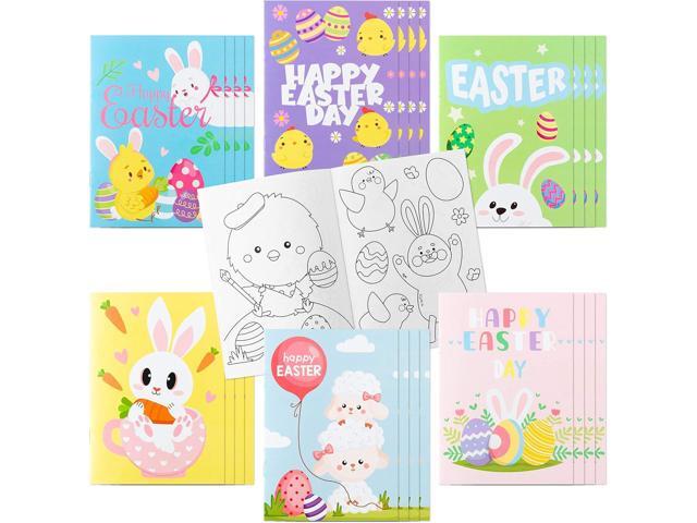 WATINC 24pcs Easter Coloring Books, DIY Art Book with Bunny Easter Egg Chick Pattern, Creativity Color Booklet for Birthday Gift, Easter Party...