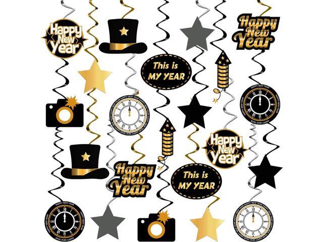 KatchOn, Happy New Year Hanging Swirls - Pack of 30, No DIY Happy New Year Decorations 2026 New Years Eve Party Supplies 2026 New Years Eve...