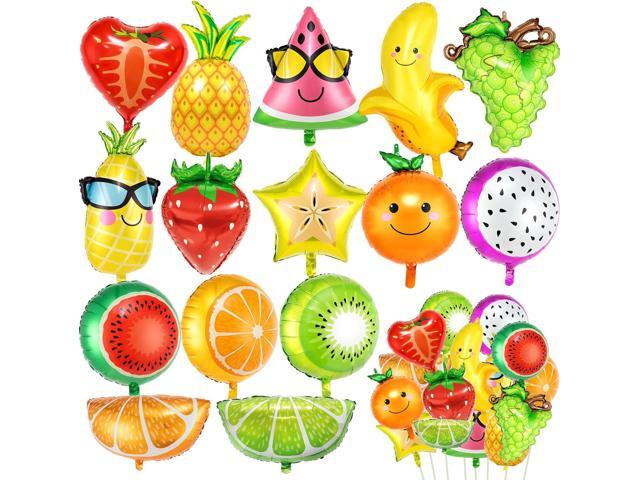 30PCS Fruit Balloons Decoration, 15 Styles Fun and Colorful Fruits Foil Balloon for Wedding Baby Shower Party Supplies