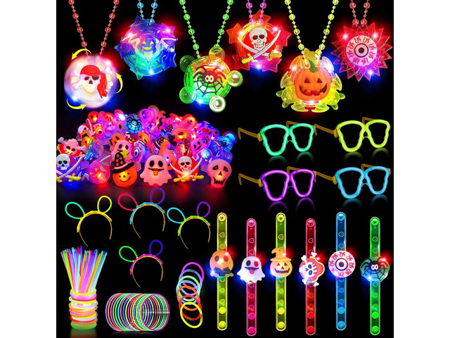 124PCS Halloween Party Favors for Kids, Glow in the Dark Toys Bulk for Halloween Treat Bags Goodies Bags Fillers/Halloween Gifts Party Supplies
