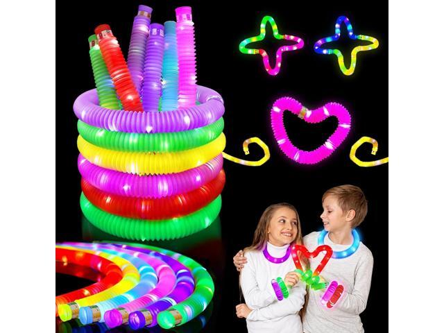 24 Pcs Large Glow Sticks for Kids,Christmas Light Up Pop Tubes Party Favors,Valentine Glow In The Dark Bulk Toys Classroom Supplies,Led Necklace...