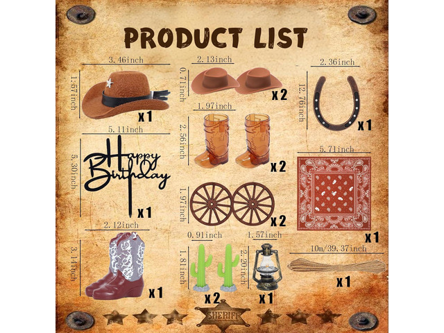 BiBo Cowboy Cake Topper Western Cupcake Decorations Mini Cowboy Hat and Boot for Baby Shower First Rodeo Birthday Vaquero Themed Party Favors Supplies