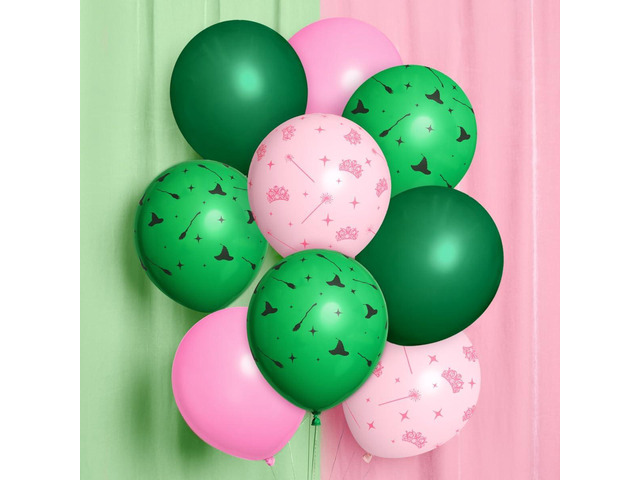 xo, Fetti Pink + Green Witch Latex Balloons - 24 pk, 12' Birthday Decorations, Kids Wizard Decor, Bachelorette Supplies, Girls Party Favor