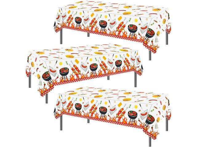 PHOGARY 3 Pieces Plastic BBQ Party Table Covers Picnic Tablecloths, Disposable Rectangular BBQ Tablecloth for Outdoor Indoor Birthday Barbecue...