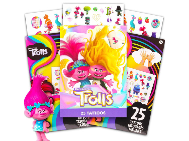 Trolls Temporary Tattoos Party Favor Pack Bundle with 75 Trolls Tattoos Trolls Party Supplies And Party Activities Trolls Party Favors