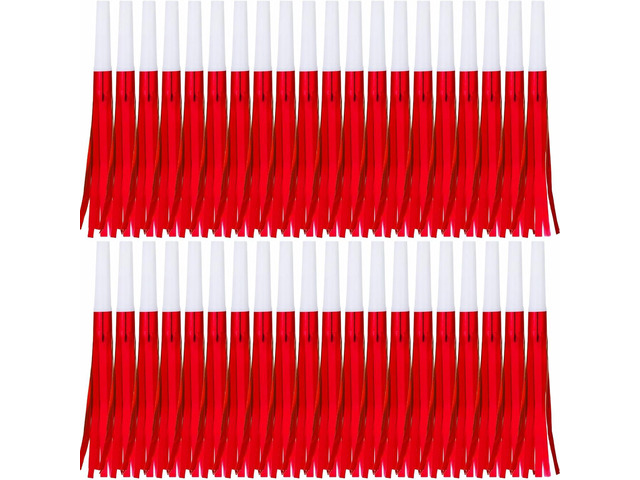 30 Pcs Gold Noise Makers, Metallic Fringed Party Horns for New Year Party Favor Supplies, Red