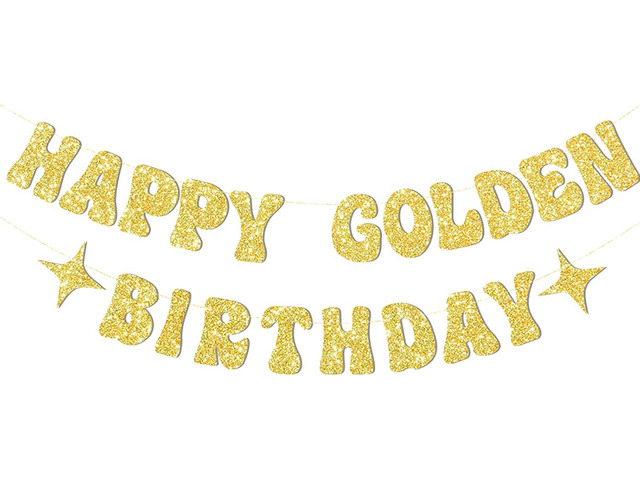 Gold Happy Birthday Banner or Happy Birthday Sign for Golden Bday Party Decorations,Golden Girls Bday Decorations-Glitter Gold Happy Birthday Decor...
