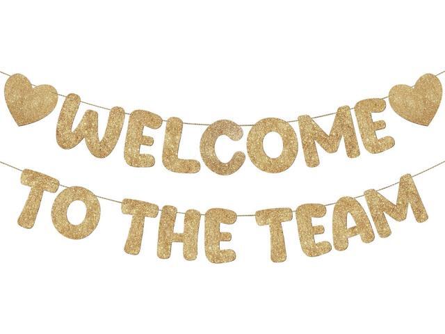 Fulmoon Pre Strung Welcome to The Team Banner with Two Heart Signs, NO DIY, Glitter Welcome Party Supplies for New Employee, Coworker, Colleague,...