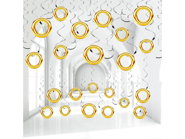 Faccito 30 Pcs Gold Ring Swirl Decorations Cartoon Characters Hanging Ornaments for Birthday Baby Shower Party Supplies Decor