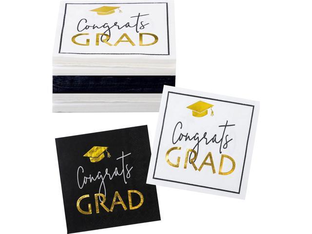 2026 Graduation Napkins - 50 PK - Assorted Designs 3-ply Graduation Cocktail Napkins 5x5 Inches for Graduations Party Supplies Decor Decorations