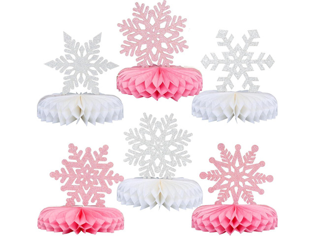 Gyufise 6 Pack Snowflake Honeycomb Table Centerpieces Snowflake Frozen Table Decoration Burst Table Centerpieces Table Decor for Frozen Winter...