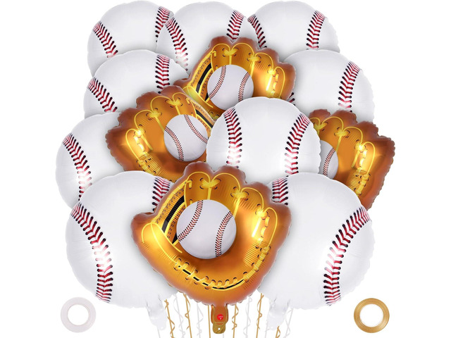 13 Pcs Baseball Balloons,20 Inch Baseball Glove Foil Mylar Balloons,Baseball Themed Party Supplies Sports Balloons for Sport Themed Birthdays Party...