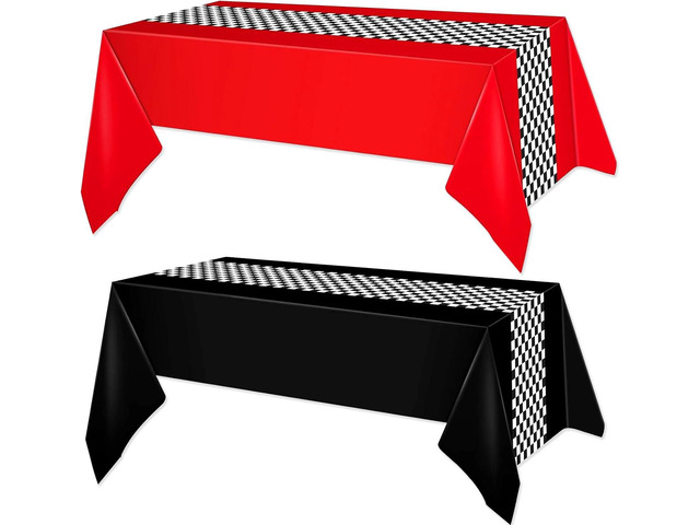 2Pcs Race Car Plastic Tablecloth 54x108 Inch, Race Car Birthday Decorations Table Cloth Disposable Racetrack Table Cover for Boys Birthday Baby...
