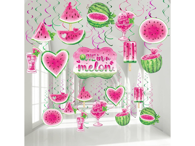 51 Pcs One in a Melon Party Decorations 1st Watermelon Birthday Decorations Pink Sweet Watermelon Party Supplies for Girls First Birthday, Baby Shower