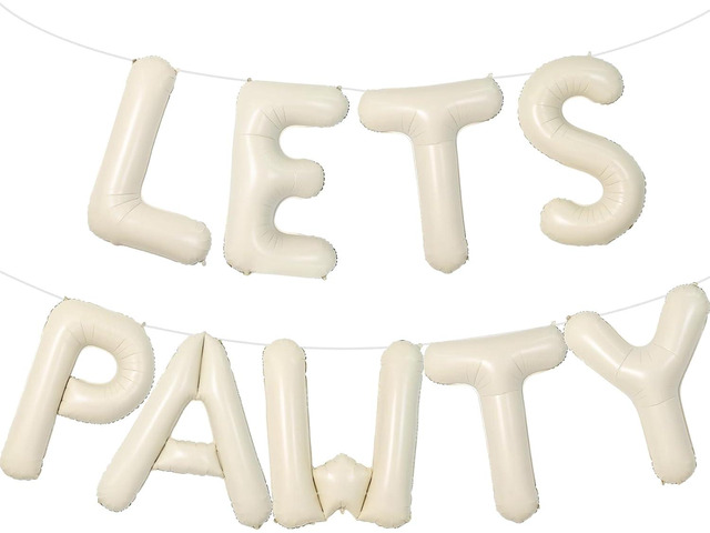 Lets Pawty Balloons Banner 40 Inch,Cream White Beige Paw Birthday Balloons,for Dogs Paw Pet Foil Letter Balloon Decorations Puppy Theme Party...